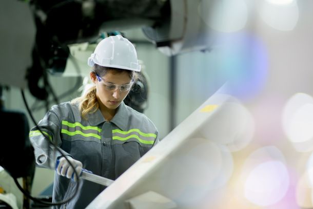 A worker in an automotive factory.