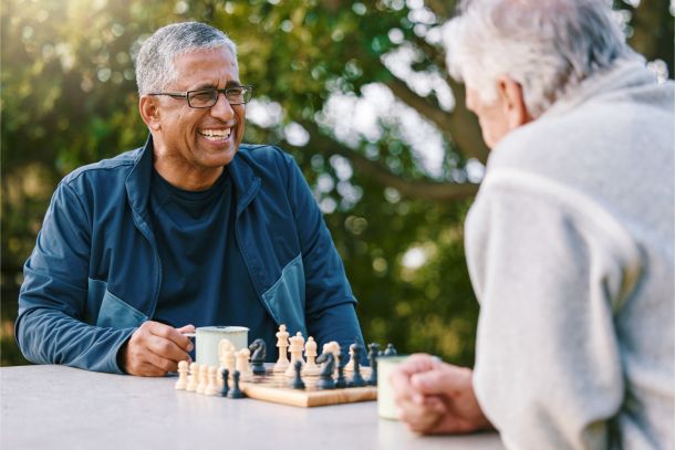 Two men playing a game of chess.