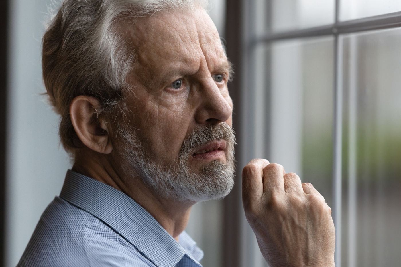 A man looking anxious.
