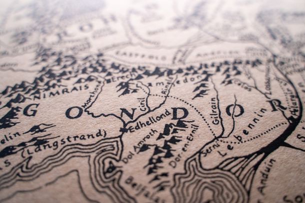 Map of Middle Earth, showing Gondor.